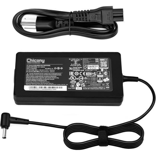 120W 6A Laptop Charger for MSI Thin/Cyborg/Creator Laptops Power Adapter A17-120P2A
